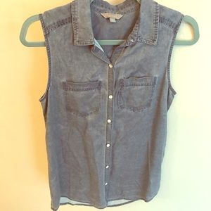 Sleeveless chambray top
